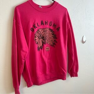 Gildan Oklahoma Graphic Pink Crew Neck Sweater